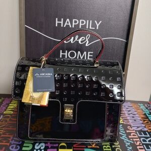 Exclusive Arcadia Glossy Black Satchel